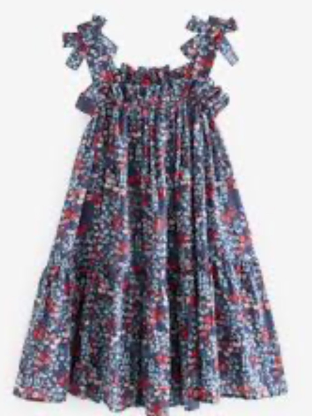 next Navy Floral bow shoulder full skirt tiered Sundress 11 years 4th July